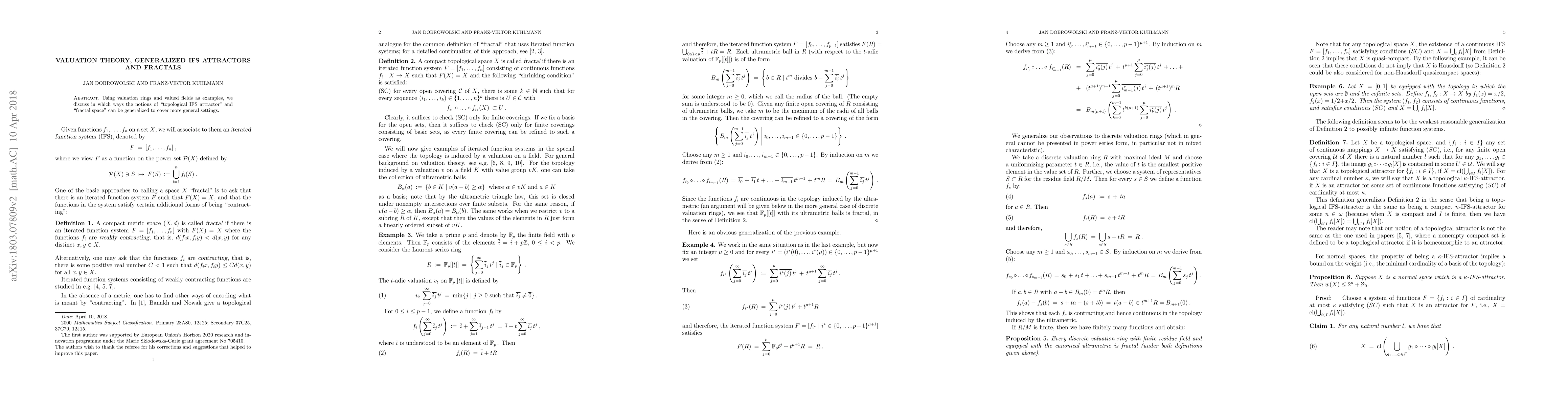 Thumbnail for Valuation theory, generalized IFS attractors and fractals