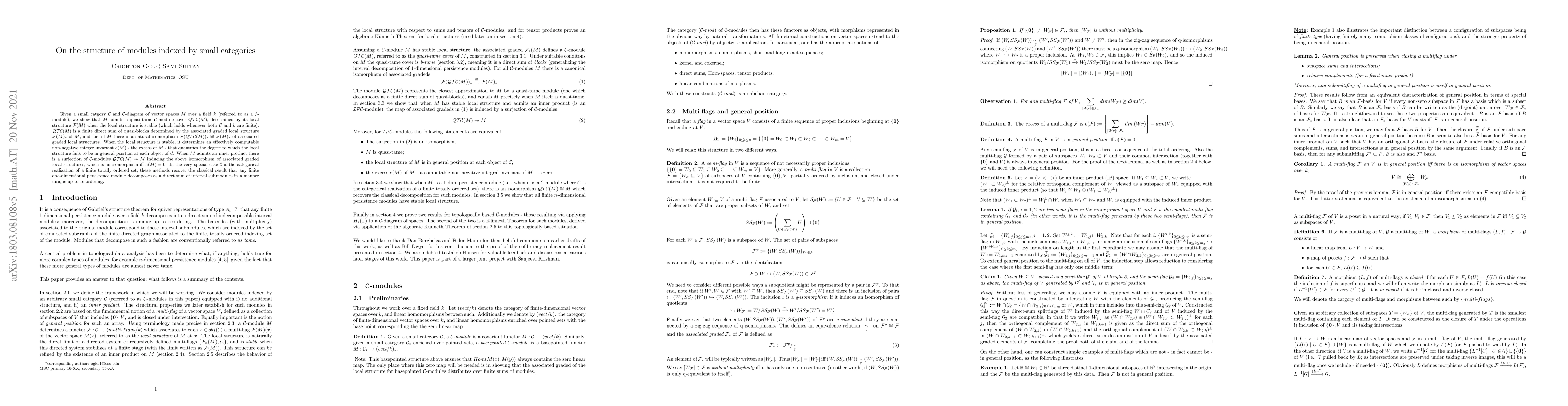Thumbnail for On the structure of modules indexed by small categories