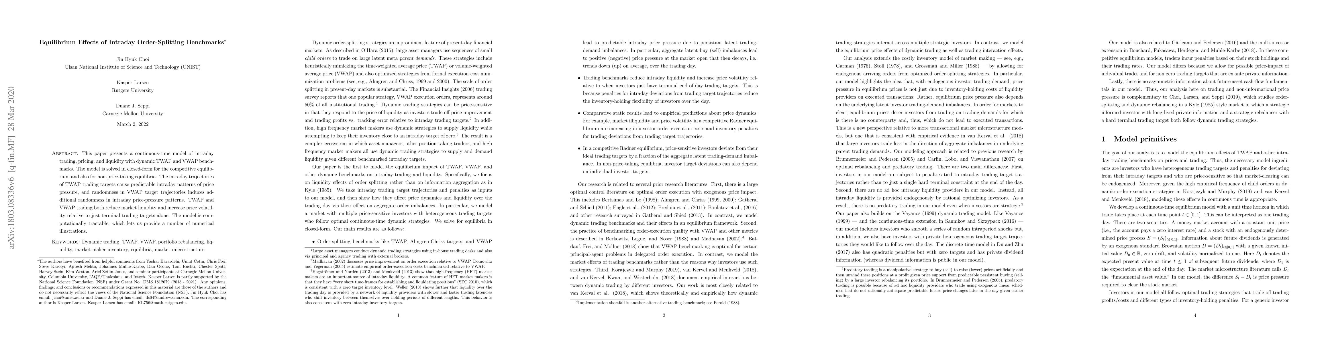 Thumbnail for Equilibrium Effects of Intraday Order-Splitting Benchmarks