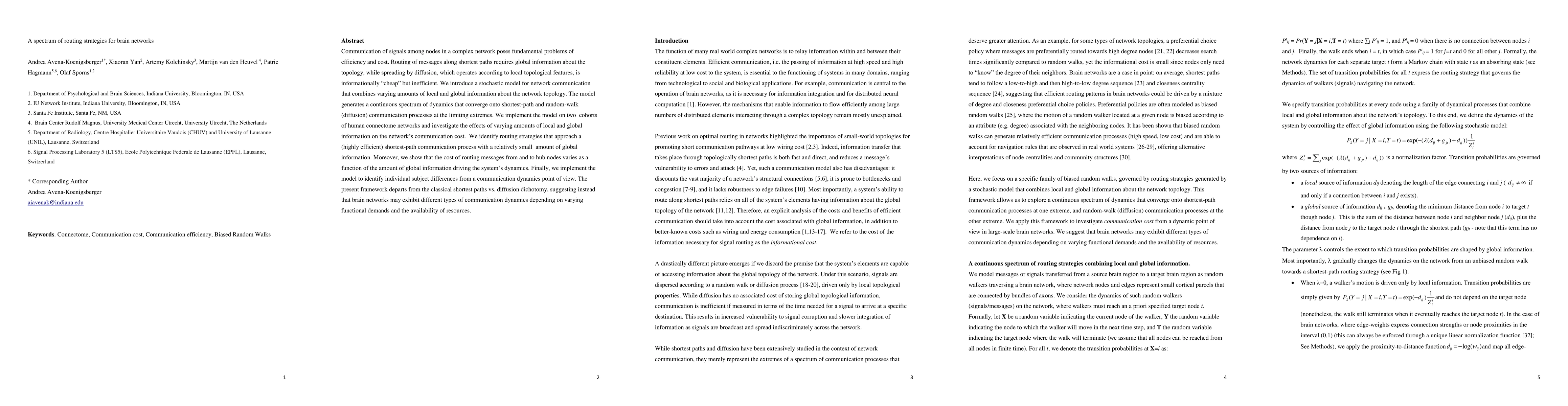 Thumbnail for A spectrum of routing strategies for brain networks