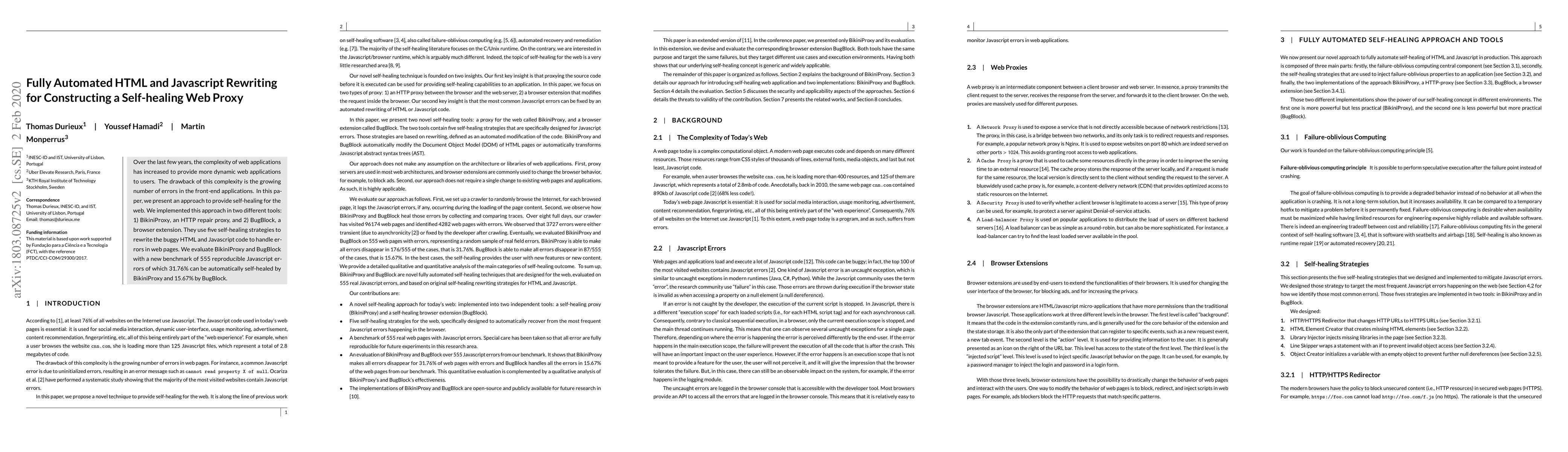 Thumbnail for Fully Automated HTML and Javascript Rewriting for Constructing a
  Self-healing Web Proxy