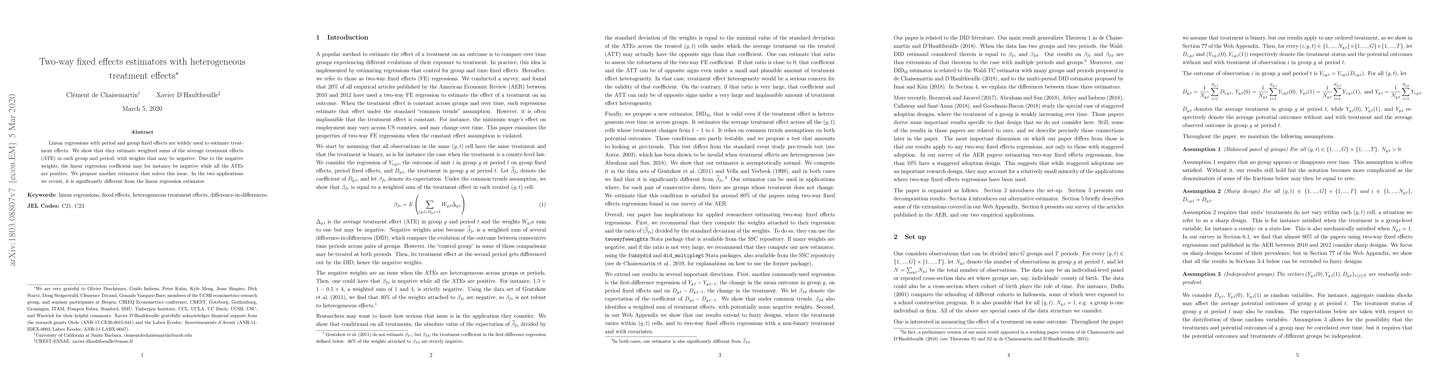 Thumbnail for Two-way fixed effects estimators with heterogeneous treatment effects