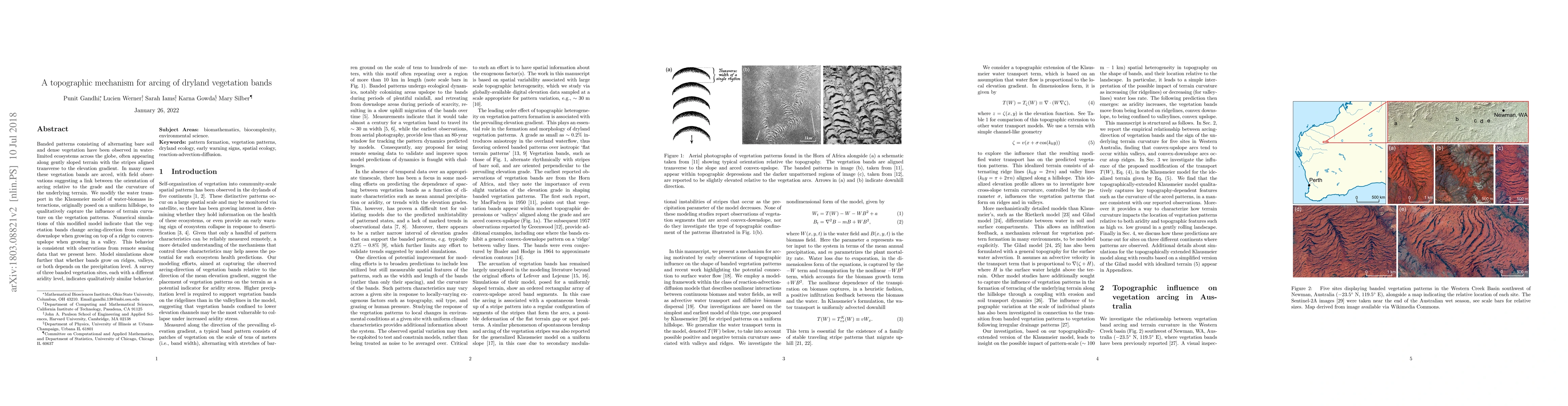 Thumbnail for A topographic mechanism for arcing of dryland vegetation bands