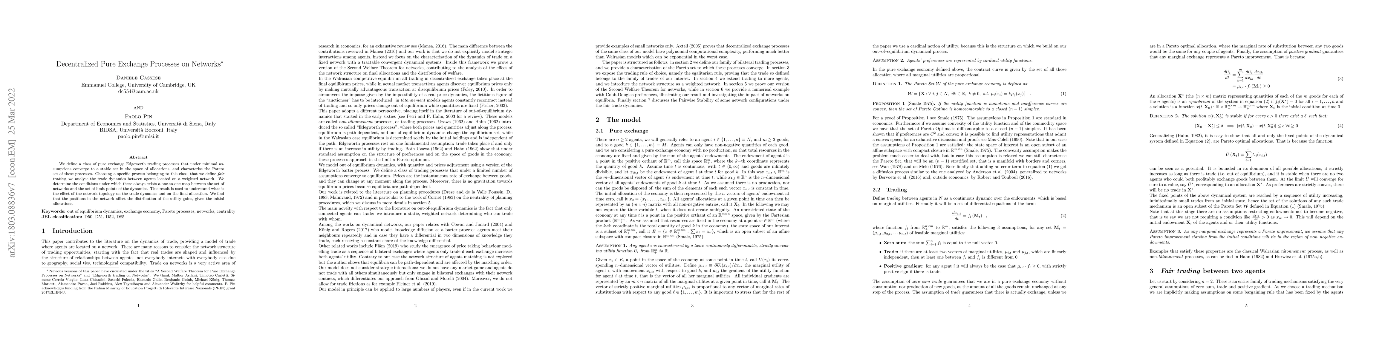 Thumbnail for Decentralized Pure Exchange Processes on Networks