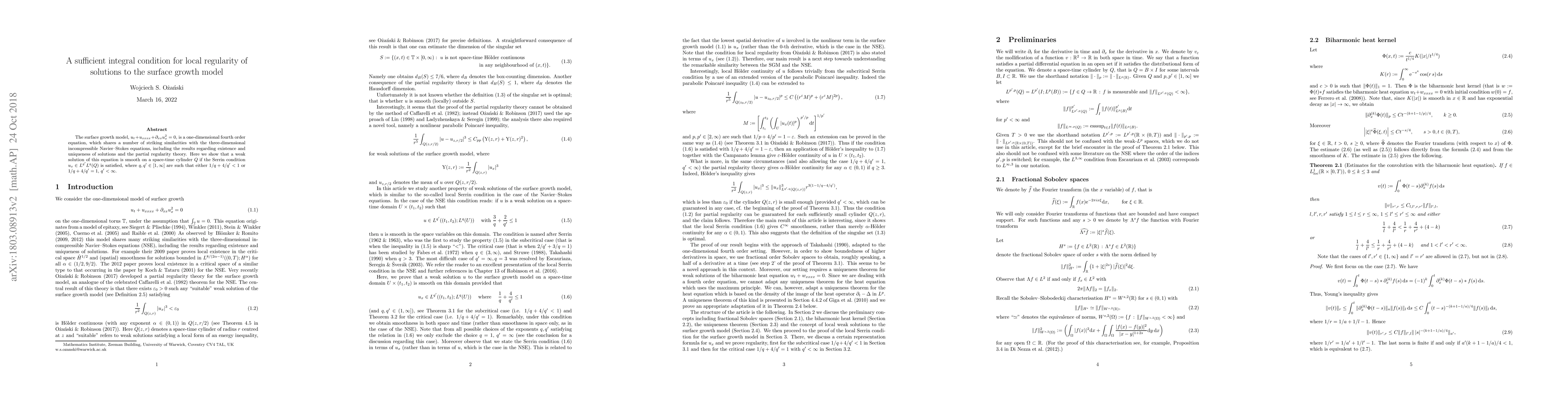 Thumbnail for A sufficient integral condition for local regularity of solutions to the
  surface growth model