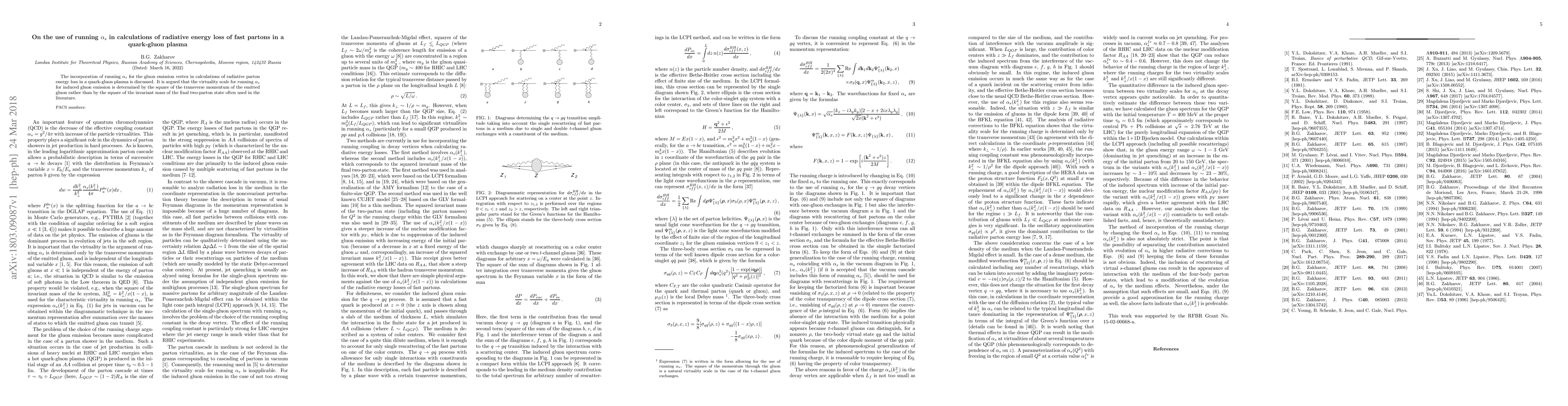 Thumbnail for On the use of running $\alpha_s$ in calculations of radiative energy
  loss of fast partons in a quark-gluon plasma