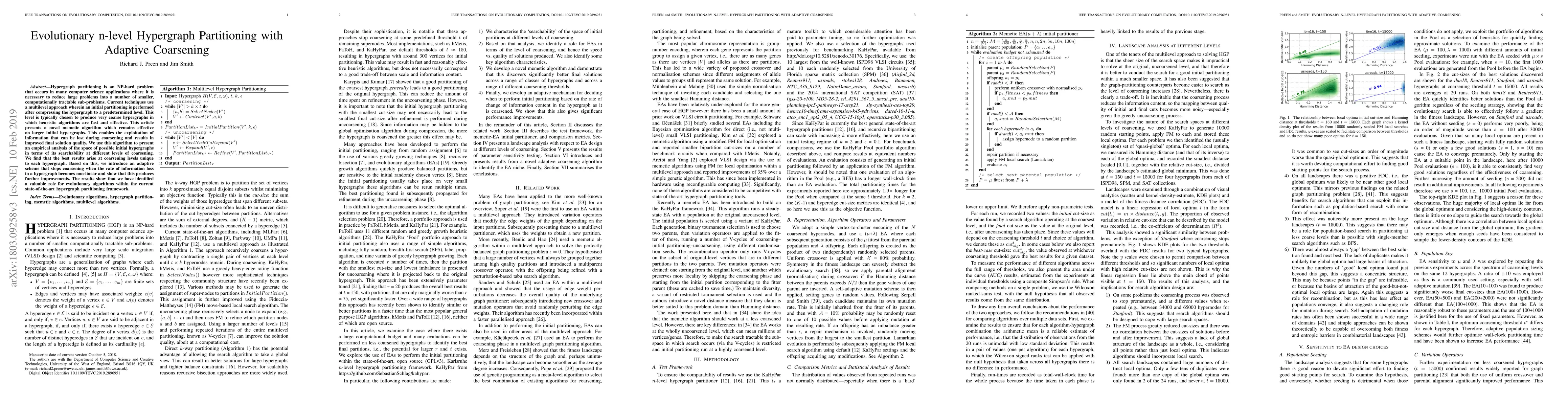 Thumbnail for Evolutionary n-level Hypergraph Partitioning with Adaptive Coarsening