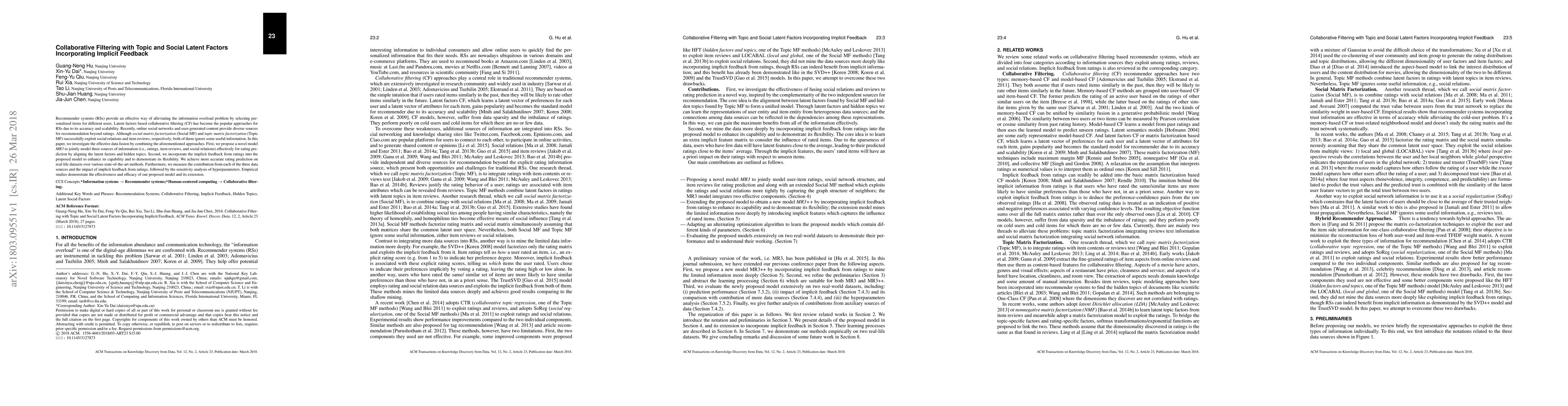 Thumbnail for Collaborative Filtering with Topic and Social Latent Factors
  Incorporating Implicit Feedback