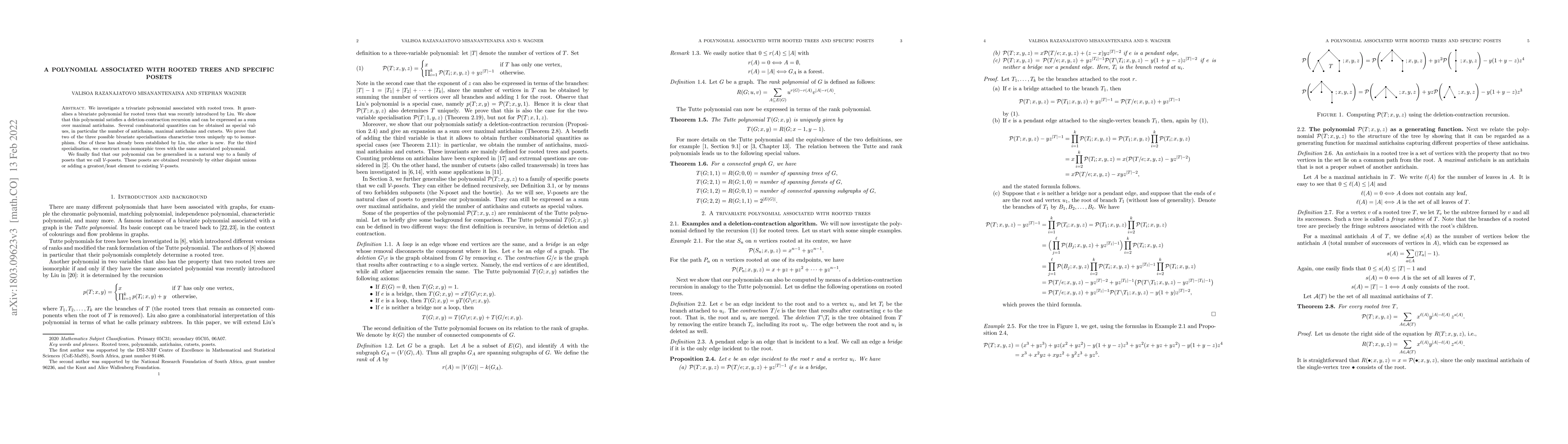 Thumbnail for A polynomial associated with rooted trees and specific posets