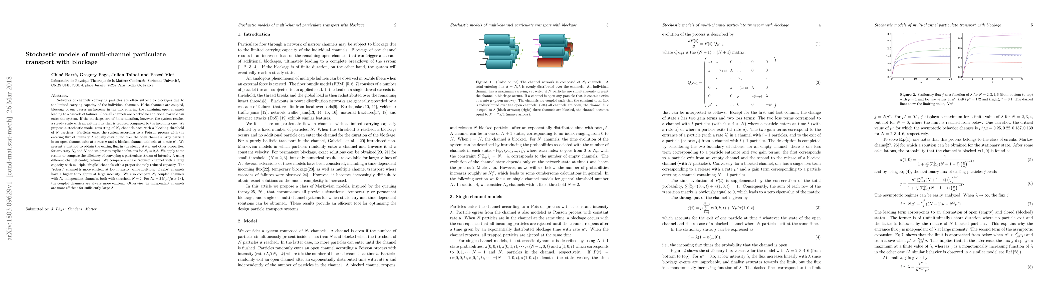 Thumbnail for Stochastic models of multi-channel particulate transport with blockage