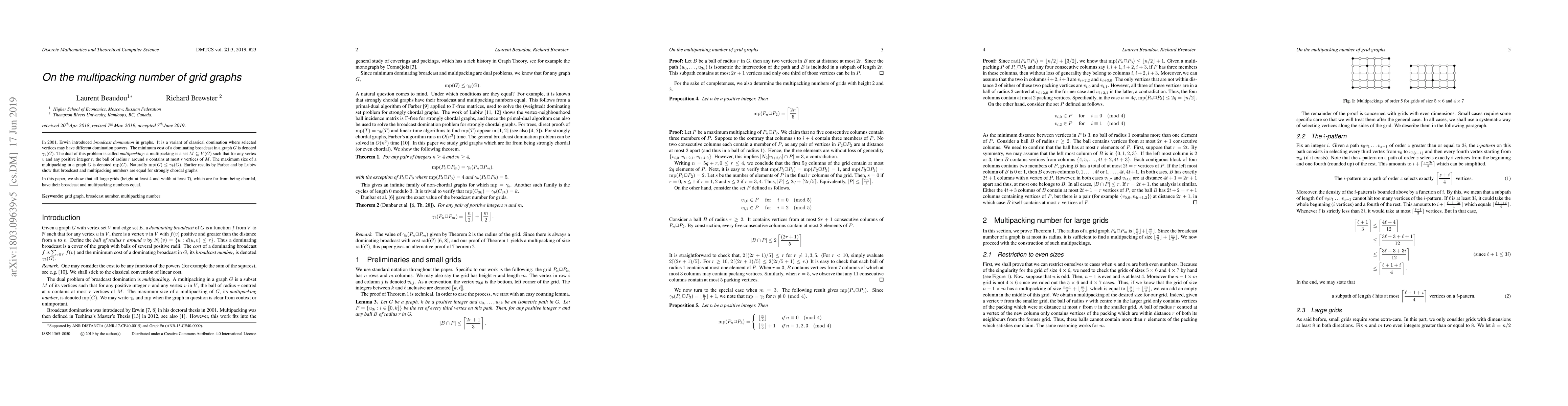 Thumbnail for On the multipacking number of grid graphs