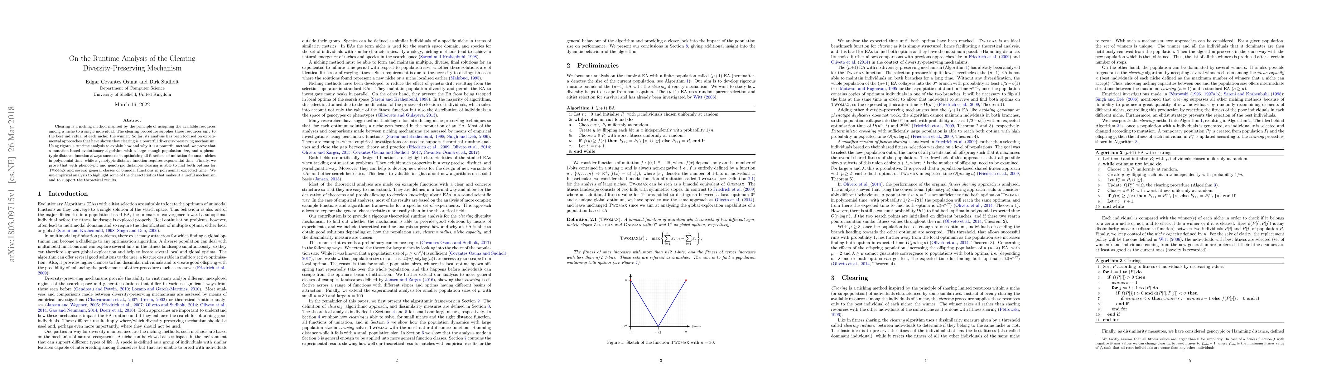 Thumbnail for On the Runtime Analysis of the Clearing Diversity-Preserving Mechanism