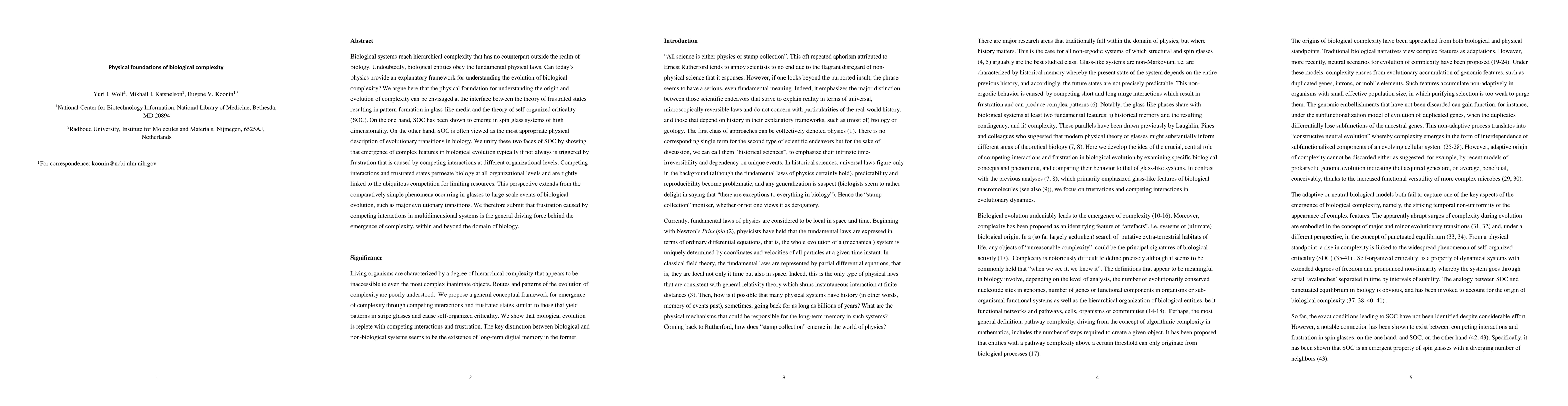Thumbnail for Physical foundations of biological complexity