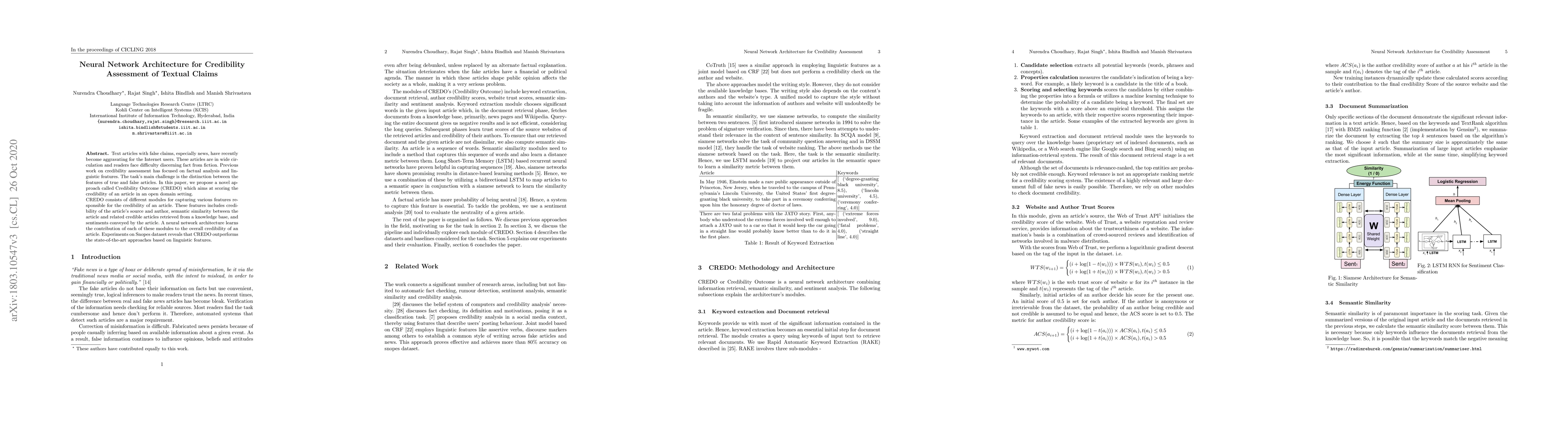 Thumbnail for Neural Network Architecture for Credibility Assessment of Textual Claims