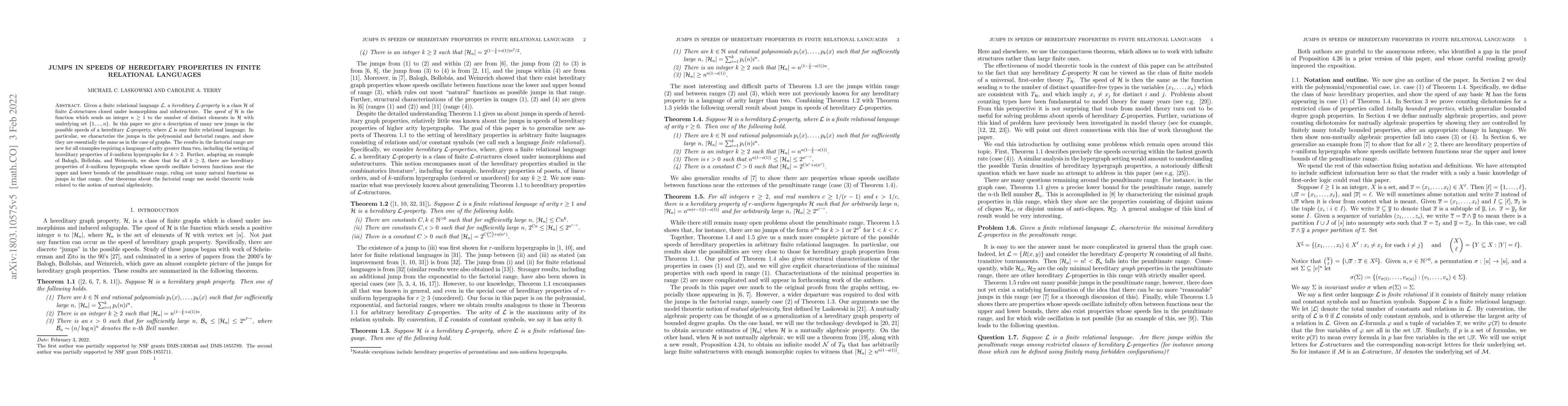 Thumbnail for Jumps in speeds of hereditary properties in finite relational languages