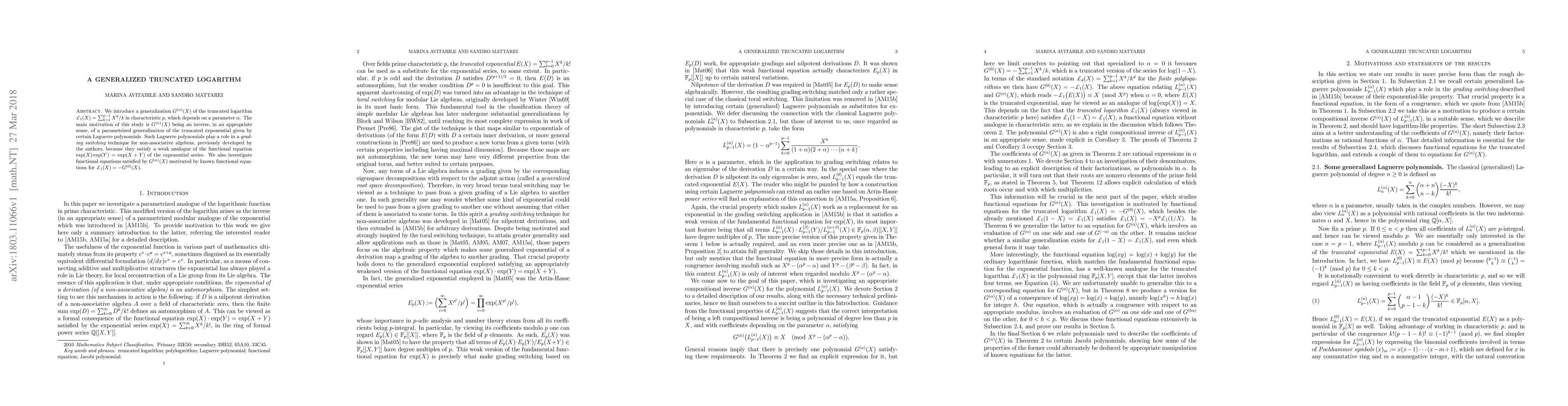 Thumbnail for A generalized truncated logarithm