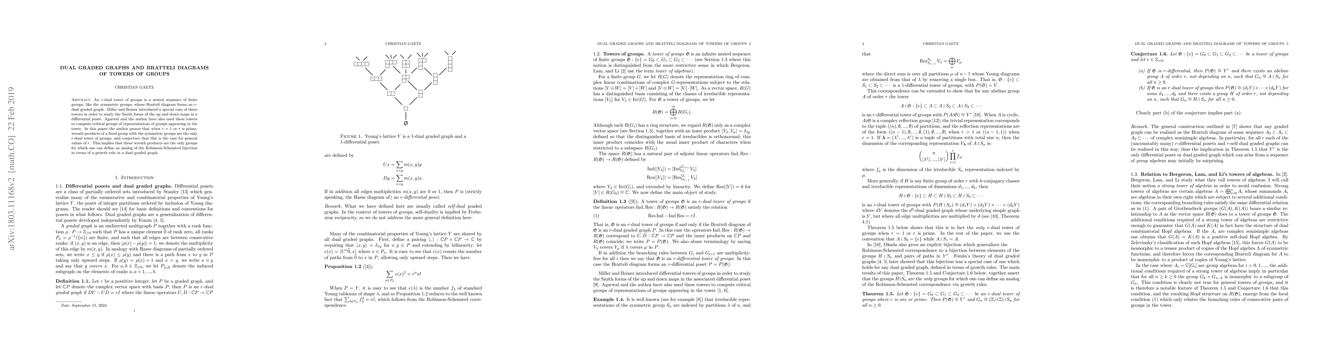 Thumbnail for Dual graded graphs and Bratteli diagrams of towers of groups
