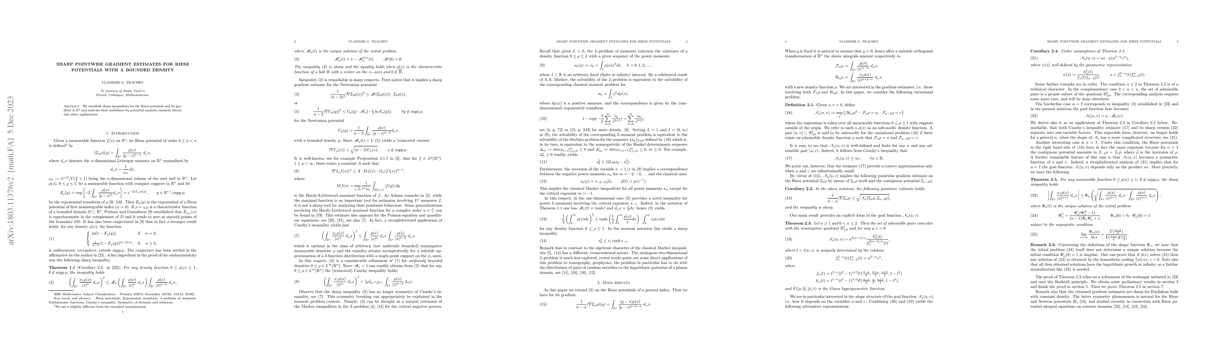 Thumbnail for Sharp pointwise gradient estimates for Riesz potentials with a bounded
  density