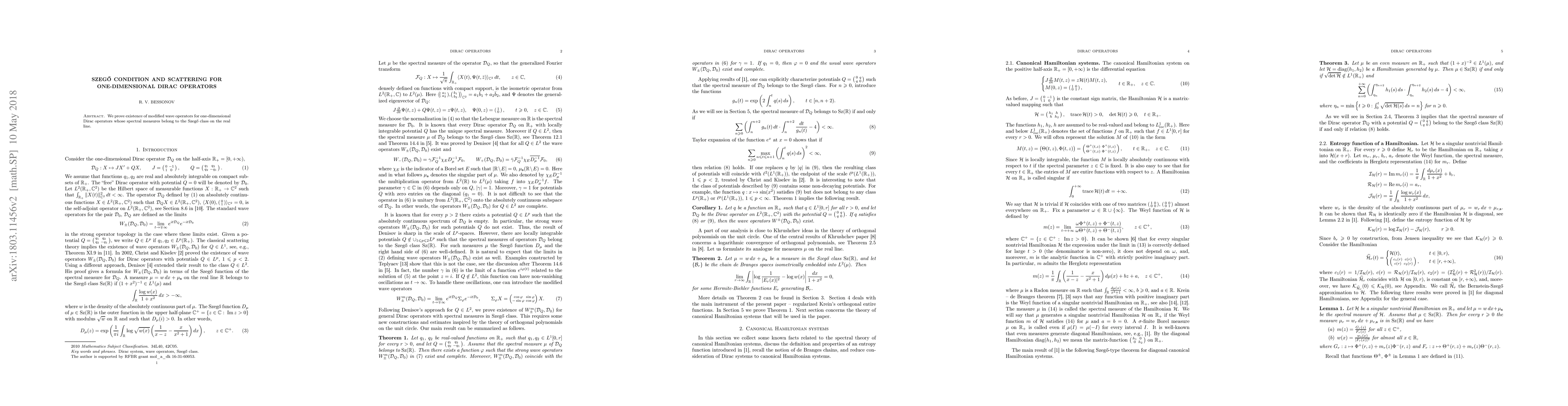 Thumbnail for Szego condition and scattering for one-dimensional Dirac operators
