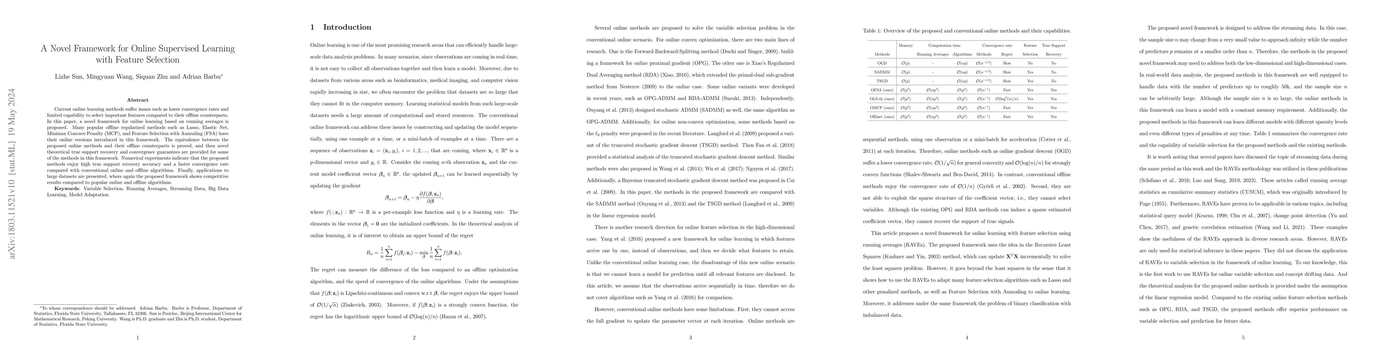 Thumbnail for A Novel Framework for Online Supervised Learning with Feature Selection