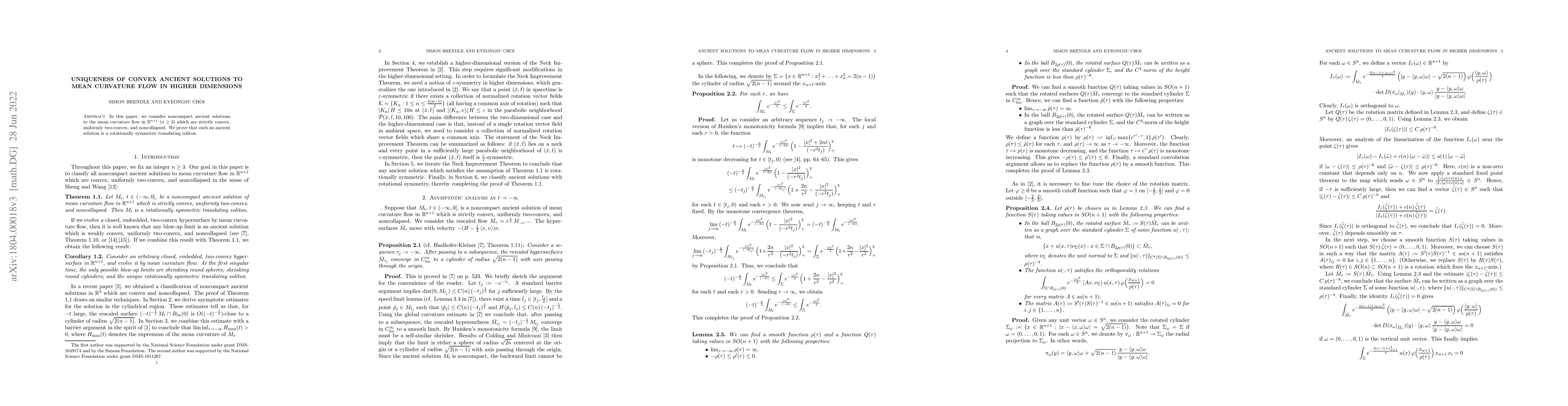 Thumbnail for Uniqueness of convex ancient solutions to mean curvature flow in higher
  dimensions