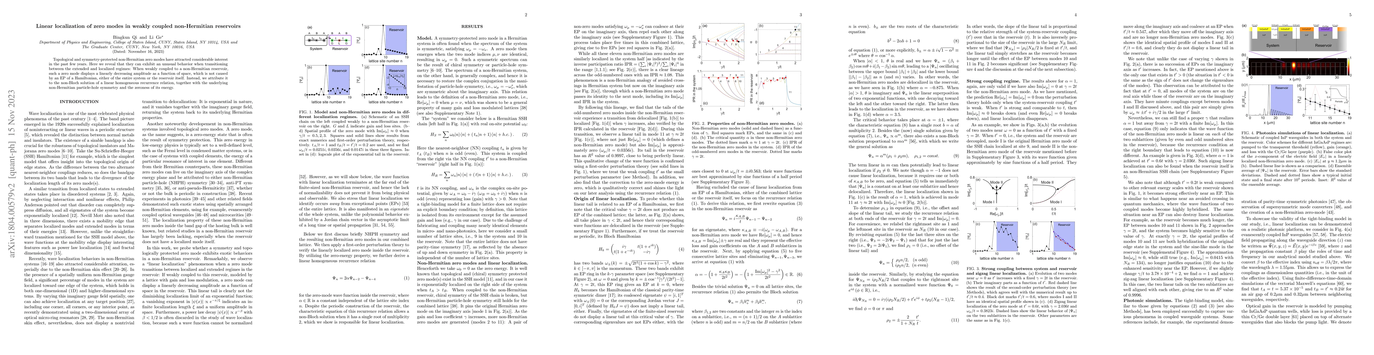 Thumbnail for Linear localization of zero modes in weakly coupled non-Hermitian
  reservoirs