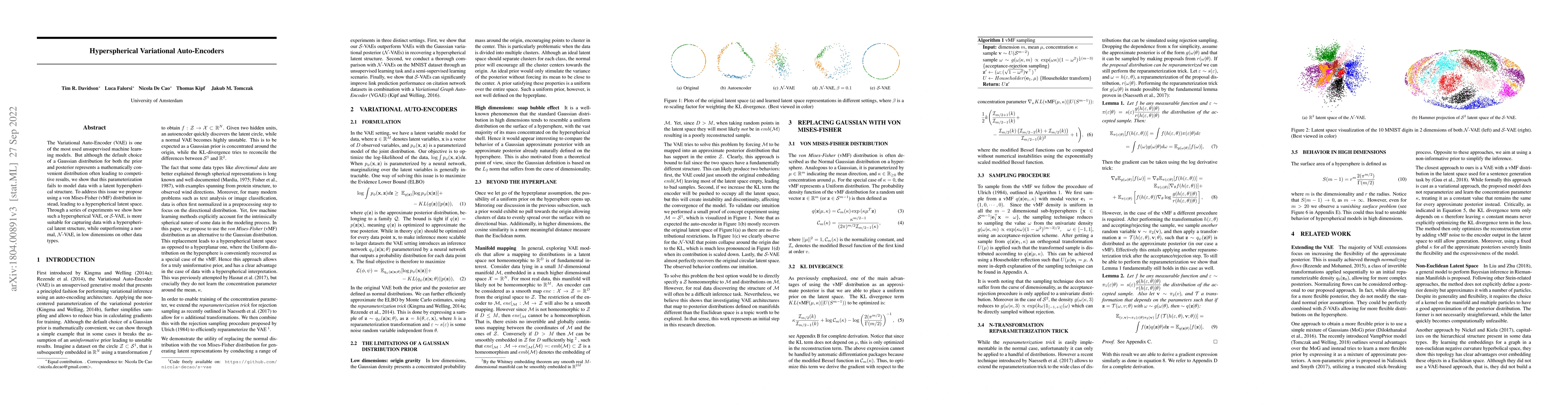 Thumbnail for Hyperspherical Variational Auto-Encoders
