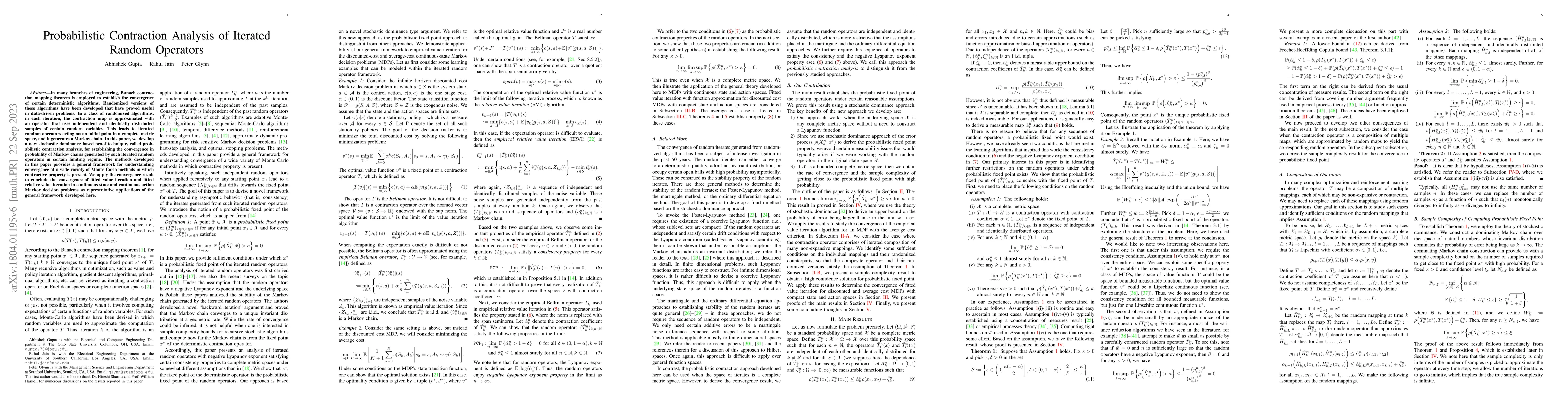 Thumbnail for Probabilistic Contraction Analysis of Iterated Random Operators
