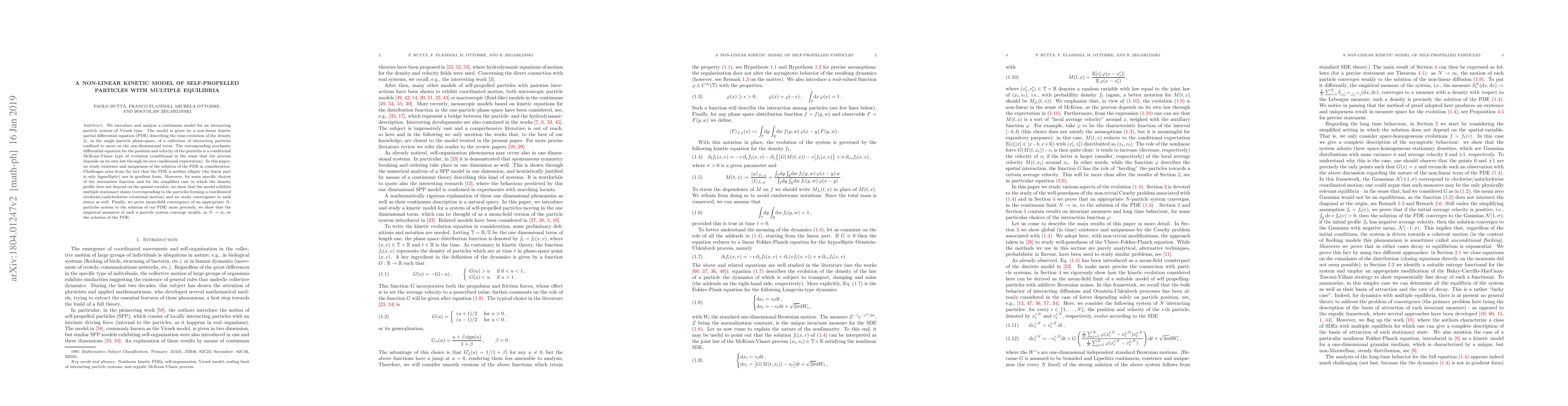 Thumbnail for A non-linear kinetic model of self-propelled particles with multiple
  equilibria