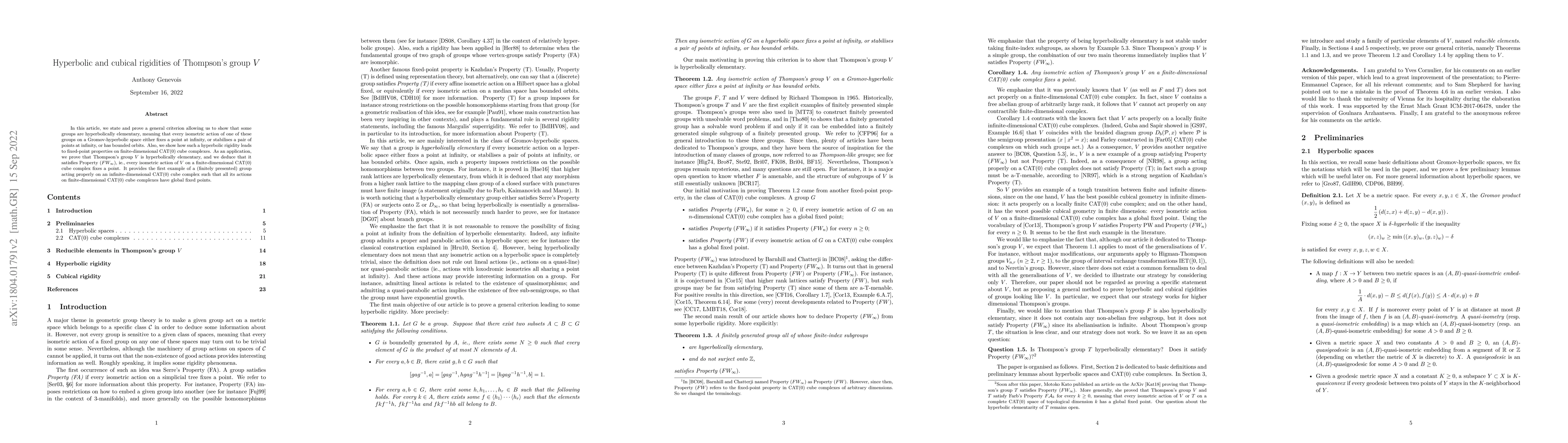 Thumbnail for Hyperbolic and cubical rigidities of Thompson's group V