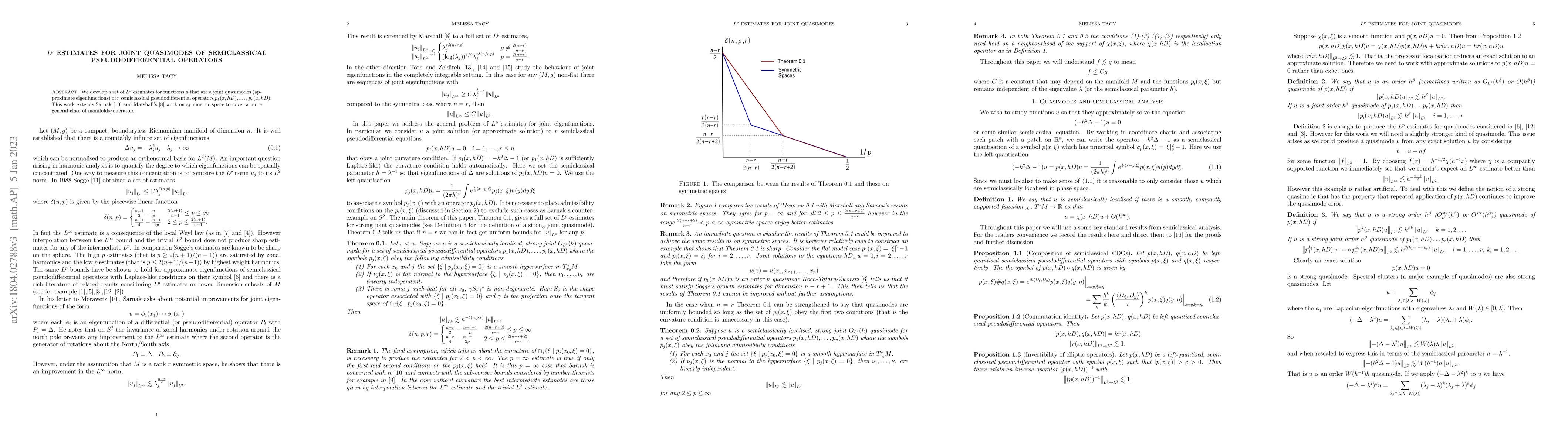 Thumbnail for $L^{p}$ estimates for joint quasimodes of semiclassical
  pseudodifferential operators