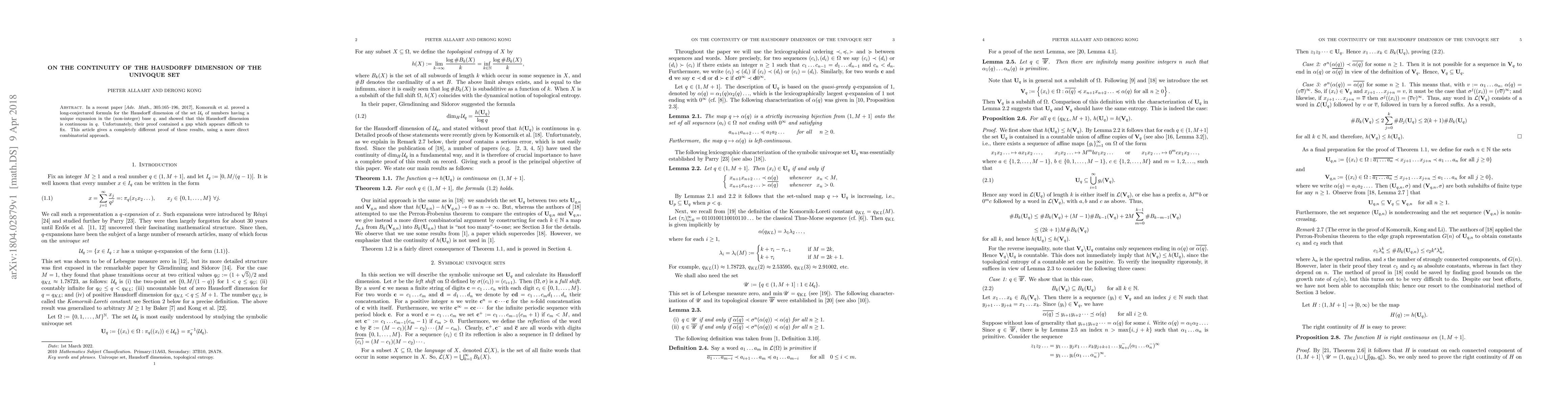 Thumbnail for On the continuity of the Hausdorff dimension of the univoque set