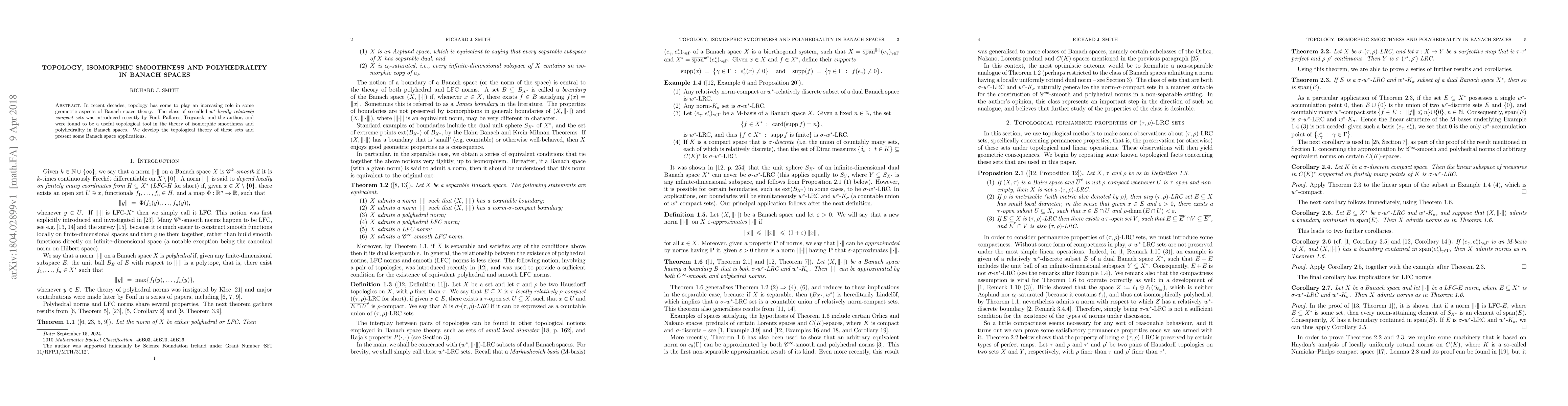 Thumbnail for Topology, isomorphic smoothness and polyhedrality in Banach spaces