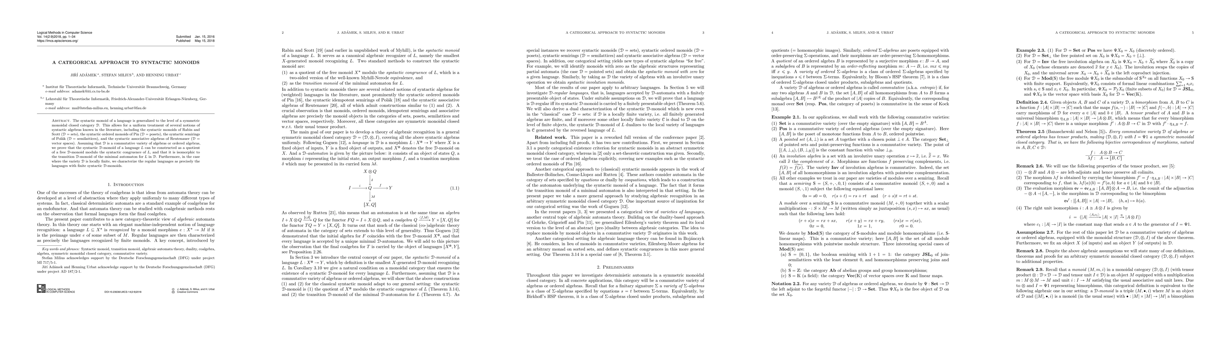 Thumbnail for A Categorical Approach to Syntactic Monoids