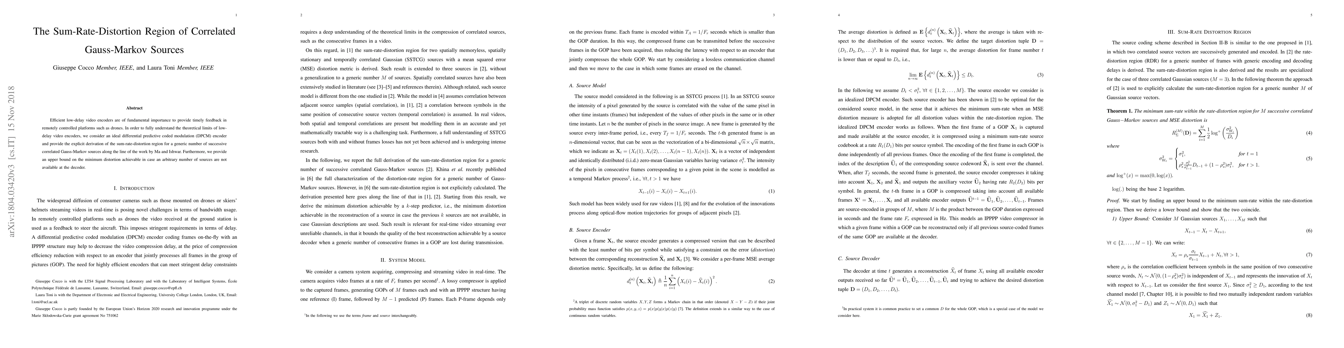 Thumbnail for The Sum-Rate-Distortion Region of Correlated Gauss-Markov Sources