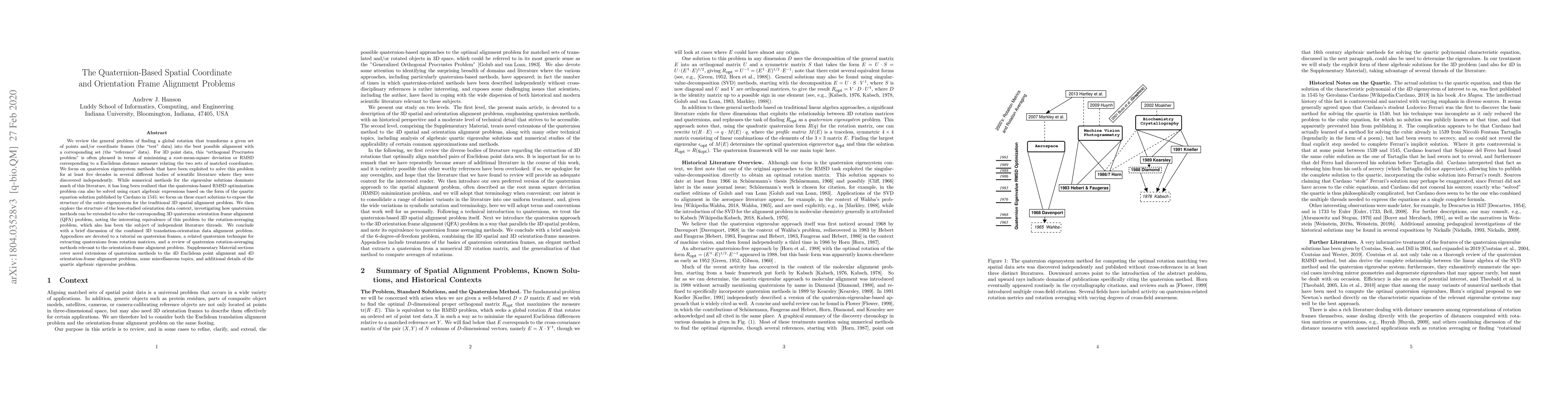 Thumbnail for The Quaternion-Based Spatial Coordinate and Orientation Frame Alignment
  Problems