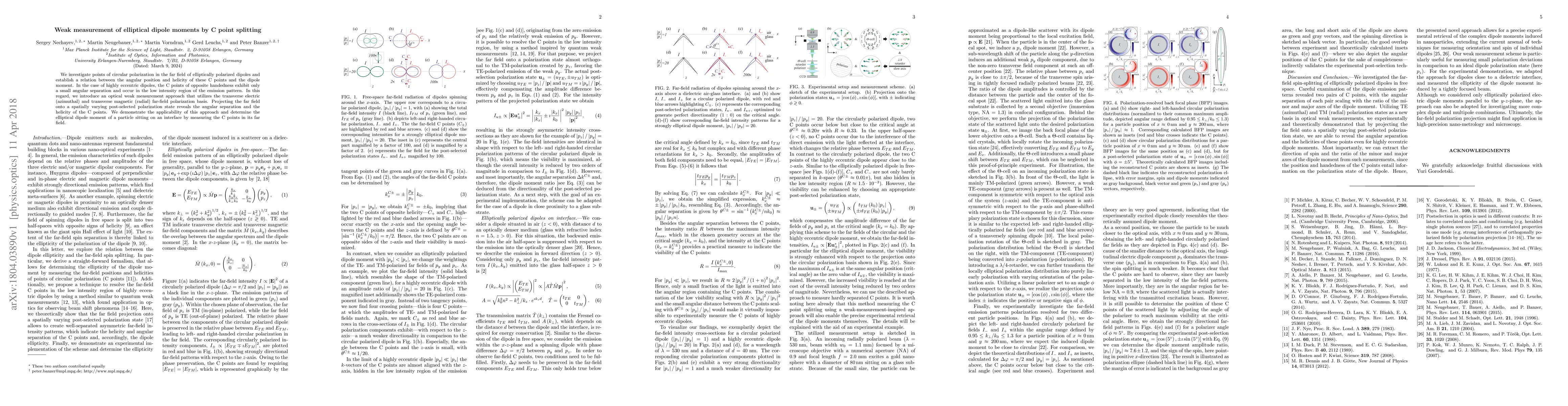 Thumbnail for Weak measurement of elliptical dipole moments by C point splitting