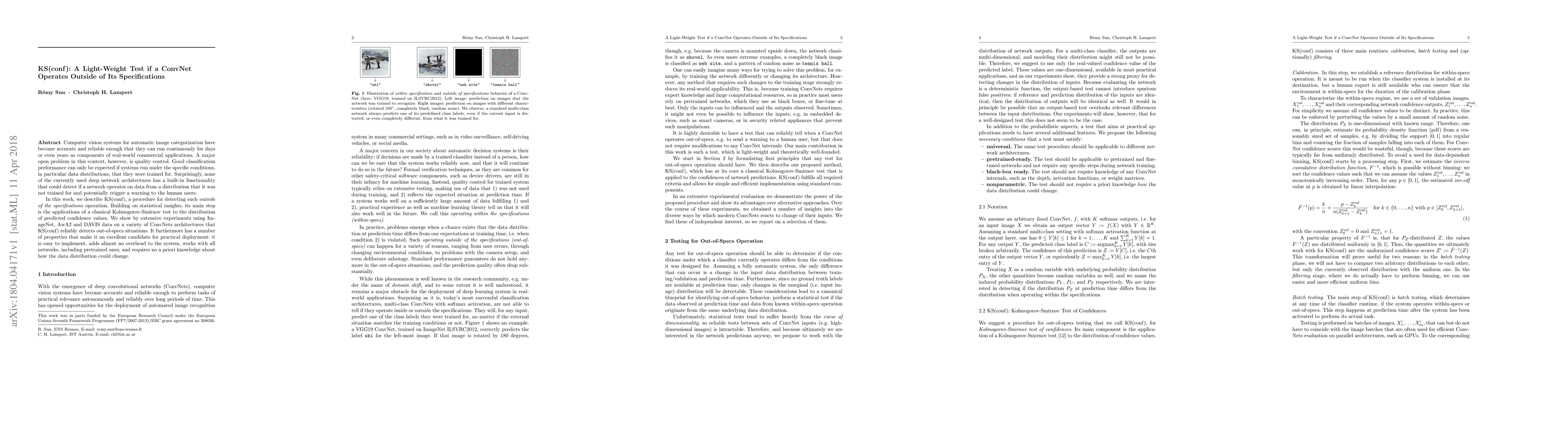 Thumbnail for KS(conf ): A Light-Weight Test if a ConvNet Operates Outside of Its
  Specifications