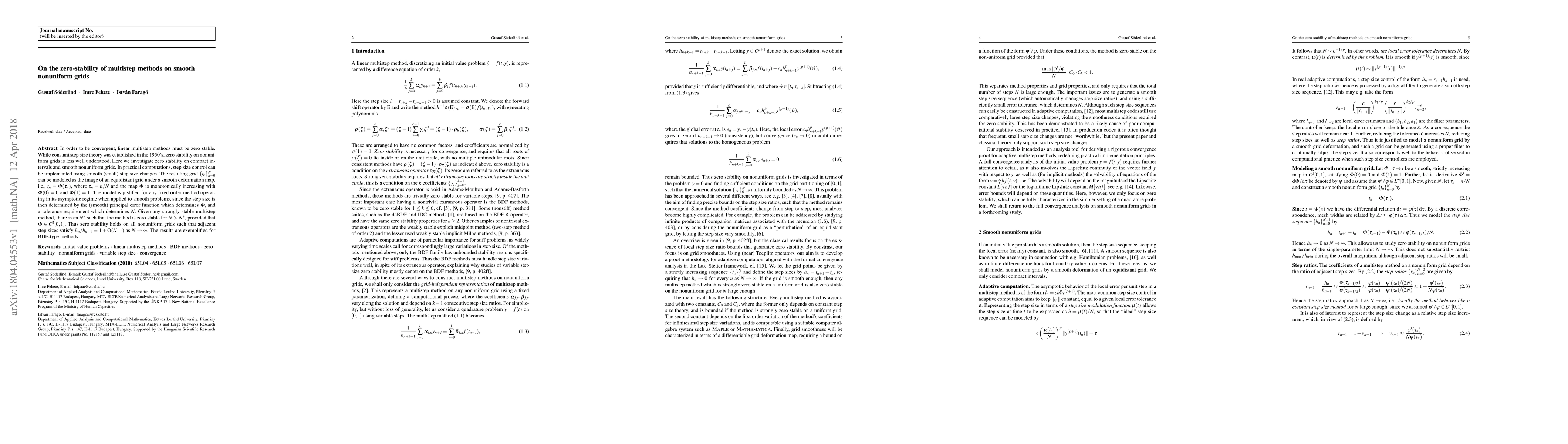 Thumbnail for On the zero-stability of multistep methods on smooth nonuniform grids