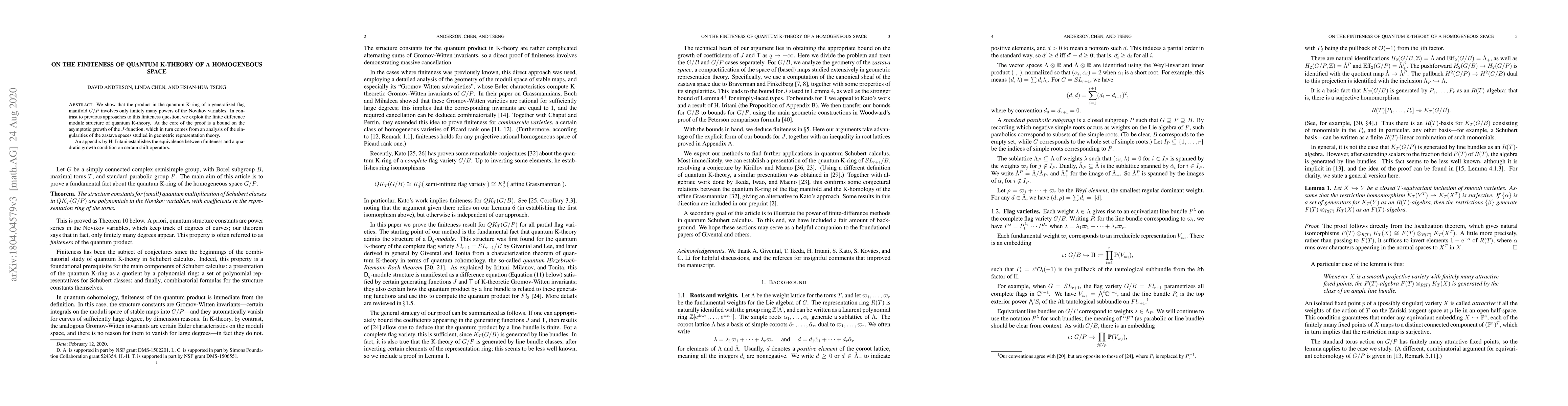 Thumbnail for On the finiteness of quantum K-theory of a homogeneous space
