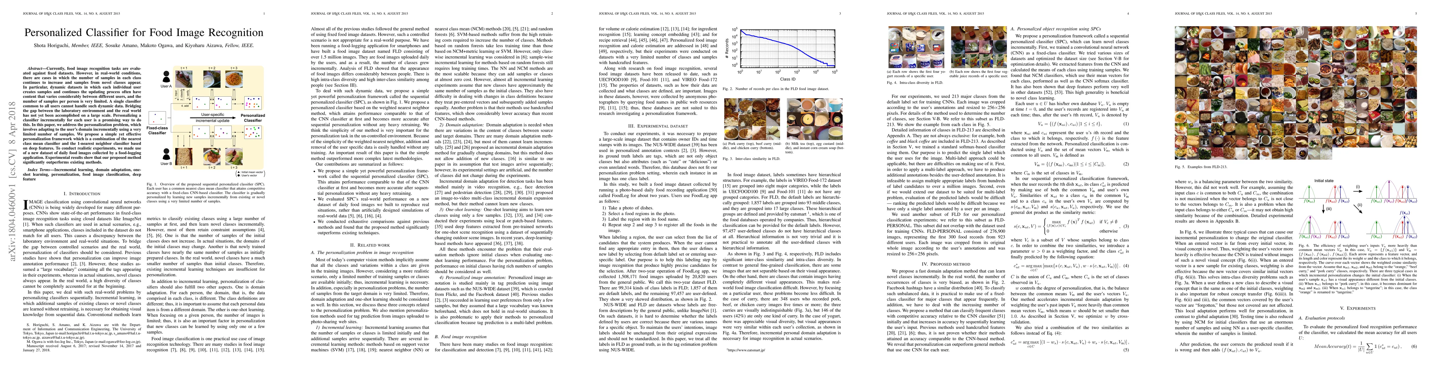 Thumbnail for Personalized Classifier for Food Image Recognition