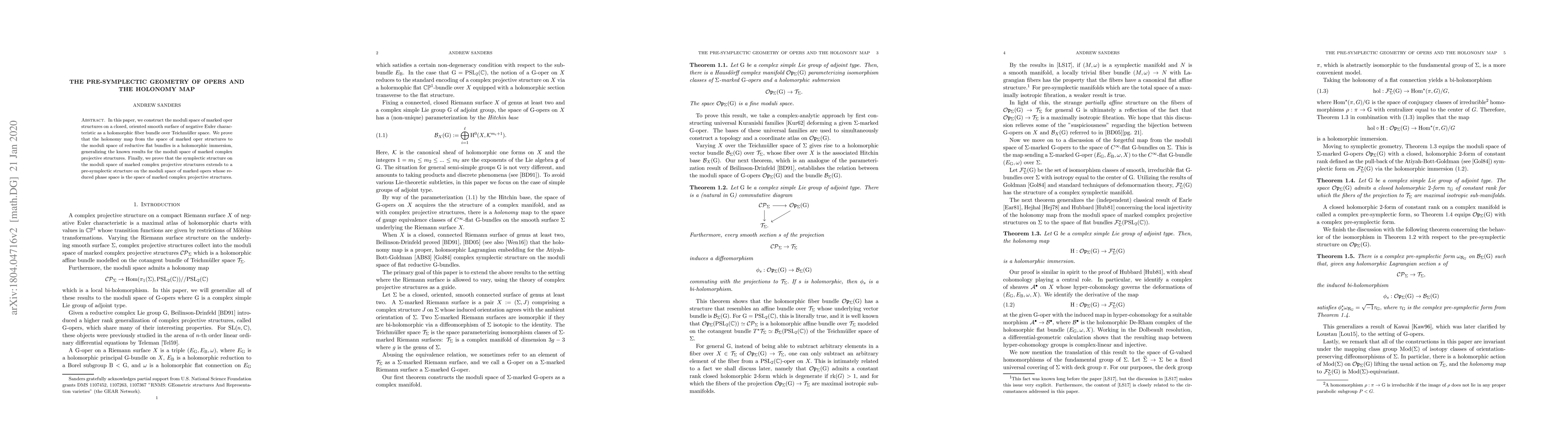 Thumbnail for The pre-symplectic geometry of opers and the holonomy map