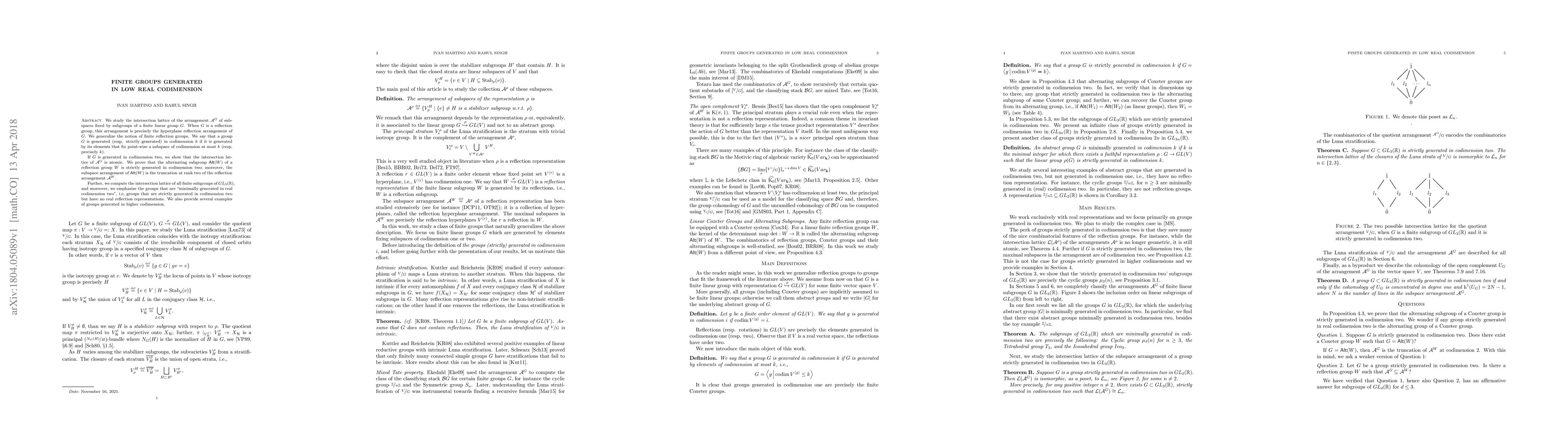 Thumbnail for Finite Groups Generated in Low Real Codimension