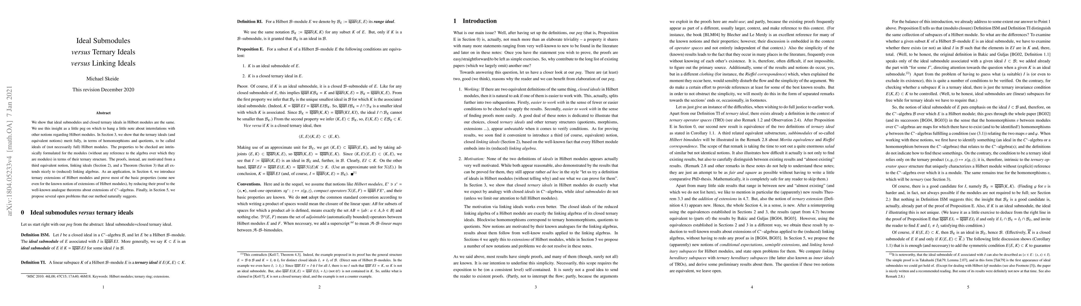Thumbnail for Ideal Submodules versus Ternary Ideals versus Linking Ideals