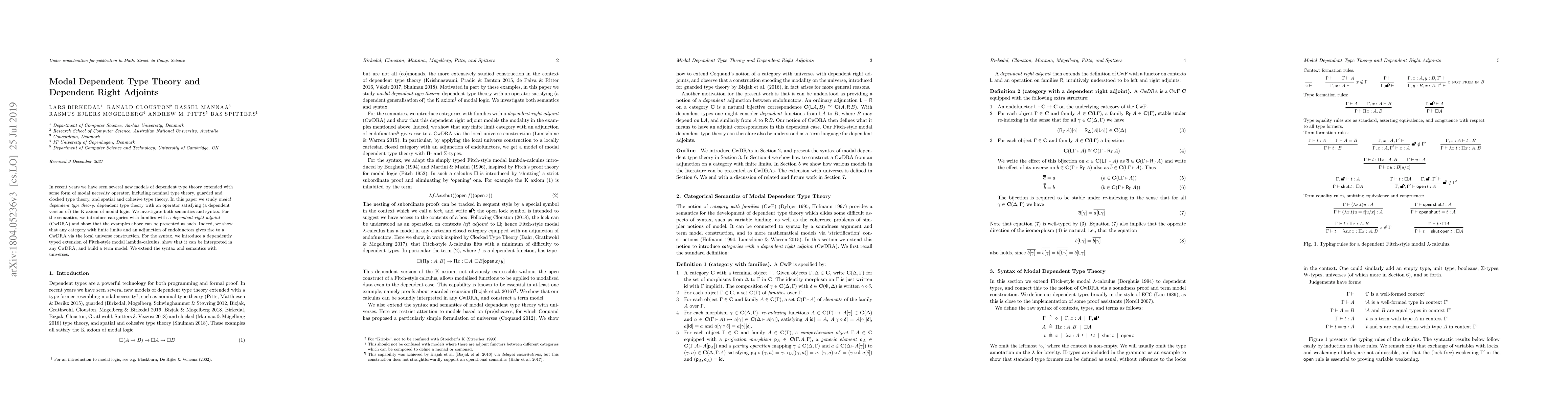Thumbnail for Modal Dependent Type Theory and Dependent Right Adjoints