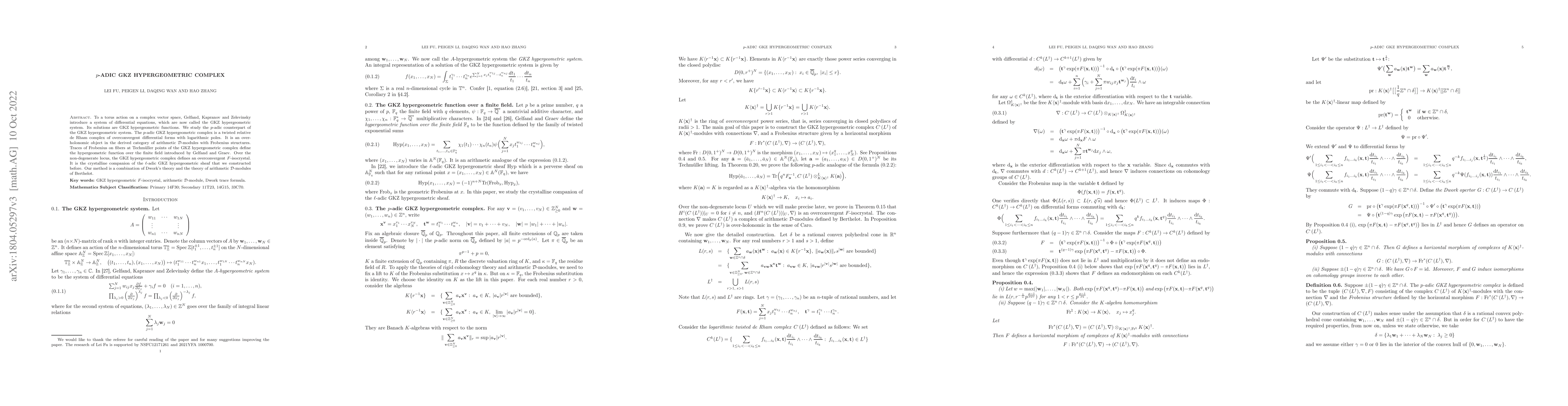Thumbnail for The $p$-adic Gelfand-Kapranov-Zelevinsky hypergeometric complex