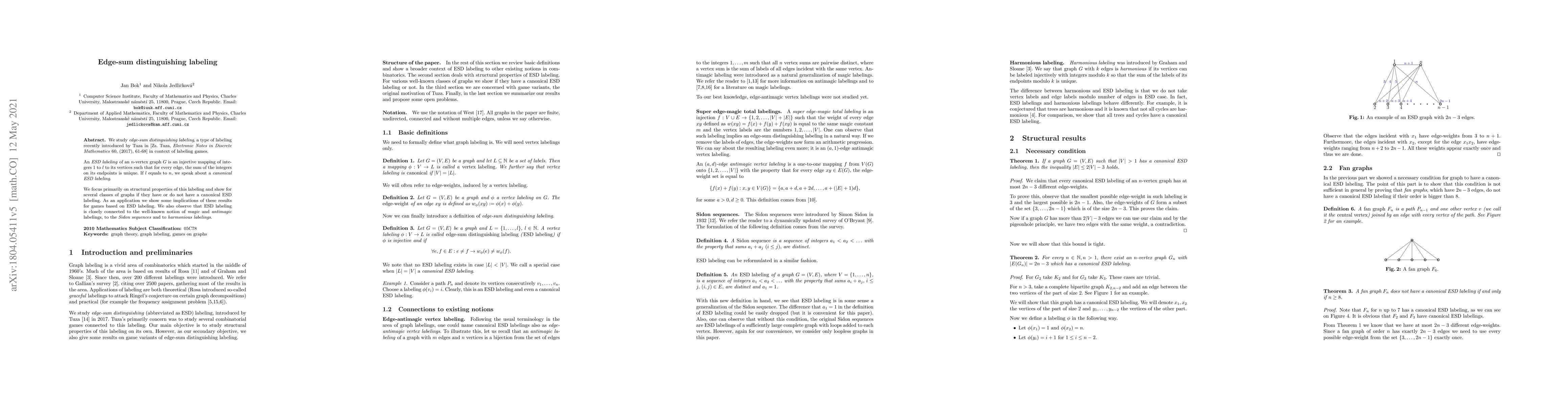 Thumbnail for Edge-sum distinguishing labeling