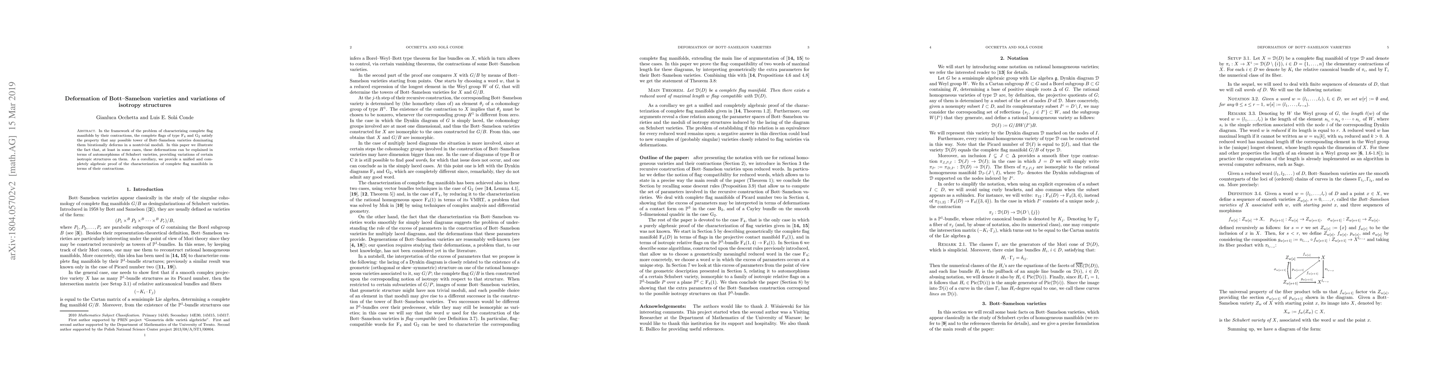 Thumbnail for Deformation of Bott-Samelson varieties and variations of isotropy
  structures