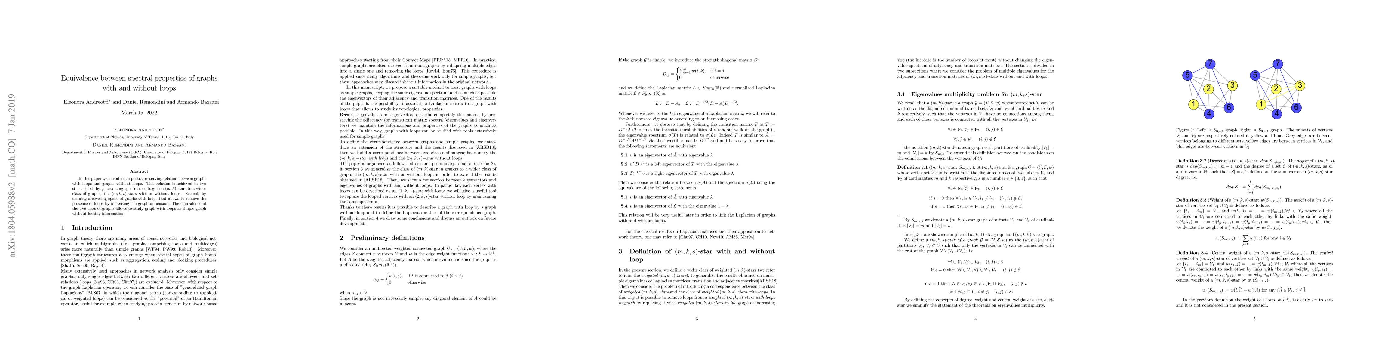Thumbnail for Equivalence between spectral properties of graphs with and without loops