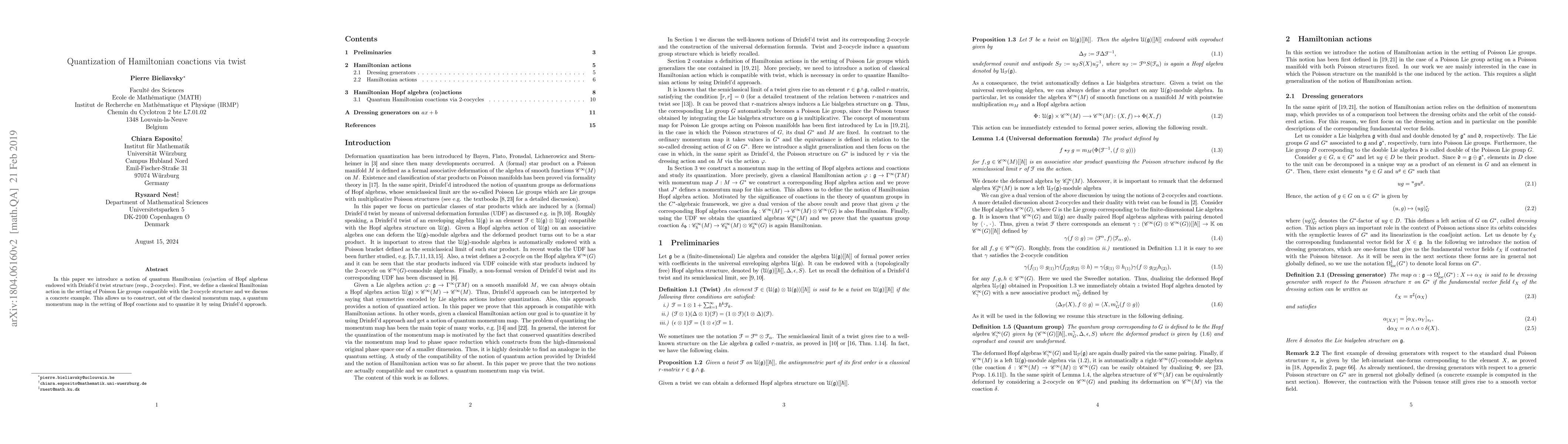 Thumbnail for Quantization of Hamiltonian coactions via twist